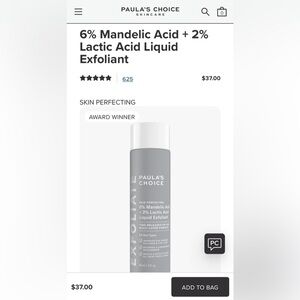 Paula’s Choice Skin Perfecting 6% Mandelic Acid + 2% Lactic Acid Exfolient